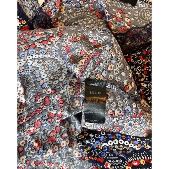 Papaya Womens Navy Multicolor Floral Pattern Lace Sleeveless Pullover Top SZ 18 - Picture 6 of 8